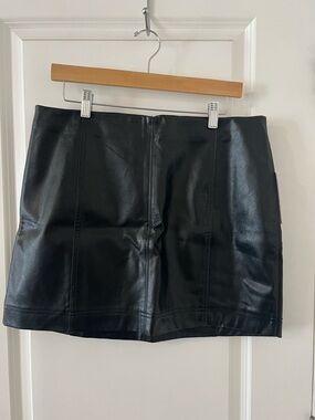 Black Faux Leather Mini Skirt - Women's